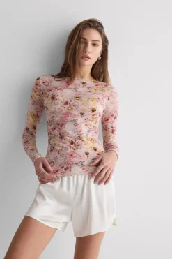 Long Sleeve I Bloom for You Top in Ultralight Modal with Cashmere