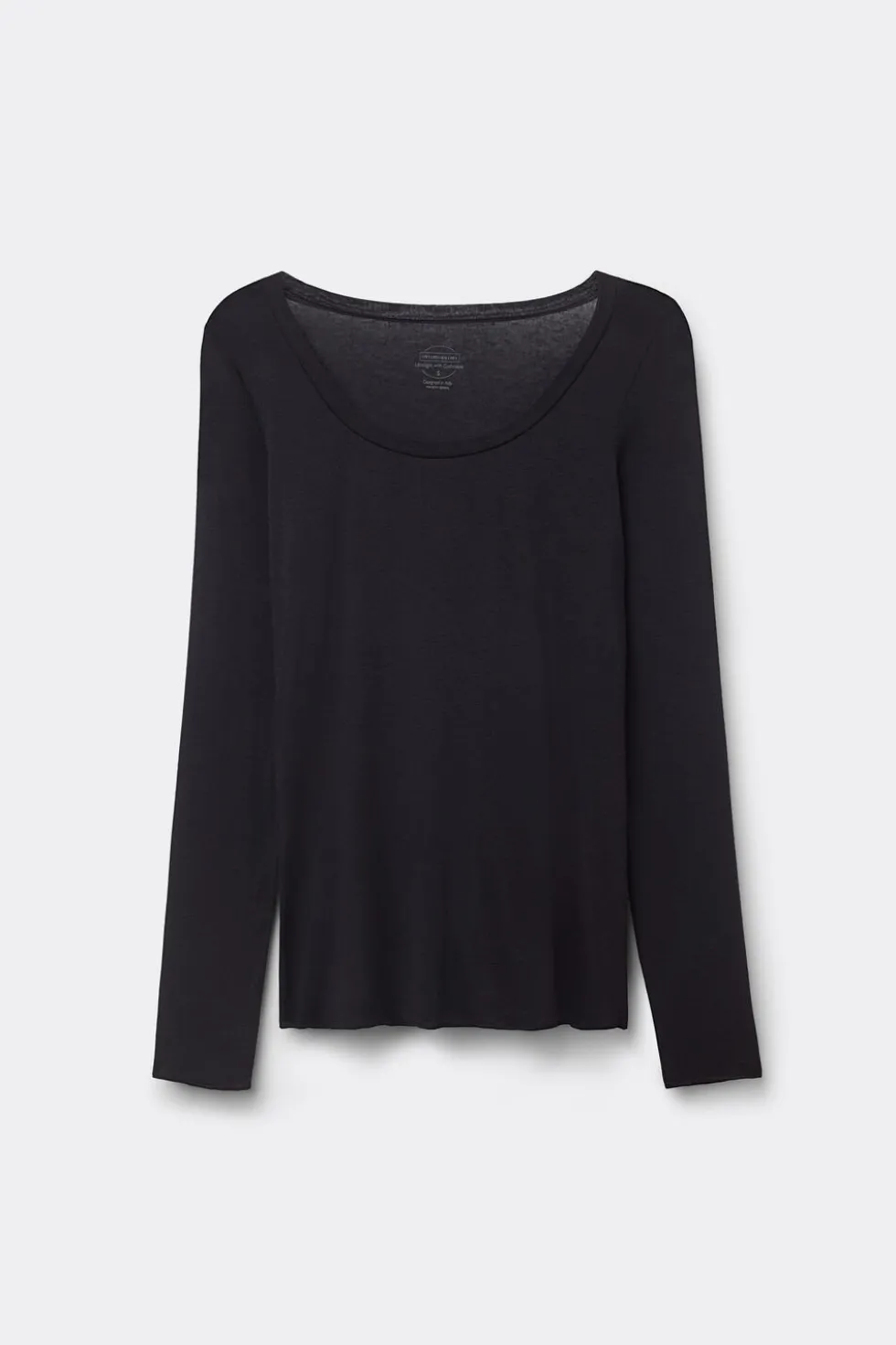 Long Sleeve Scoop Neck Top in Ultralight Modal with Cashmere