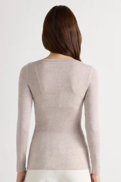 Long Sleeve Scoop Neck Top in Ultralight Modal with Cashmere