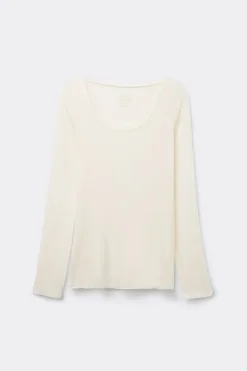 Long Sleeve Scoop Neck Top in Ultralight Modal with Cashmere