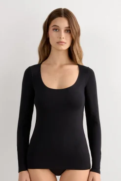 Long Sleeve Scoop Neck Top in Micro-modal