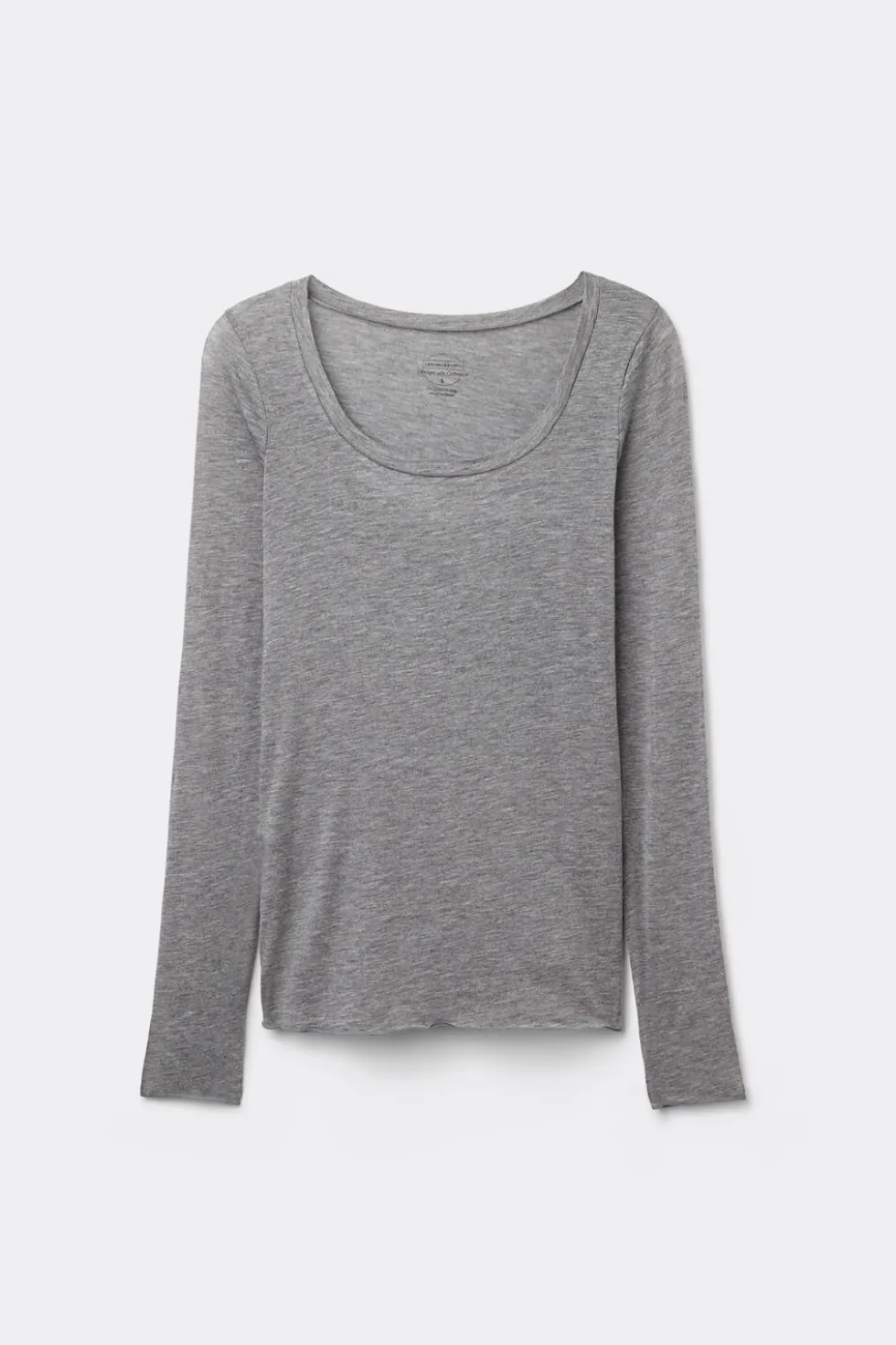 Long Sleeve Scoop Neck Top in Ultralight Modal with Cashmere