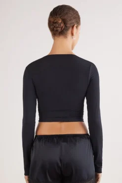 Long Sleeve Wrap Top in Modal Ultralight with Cashmere