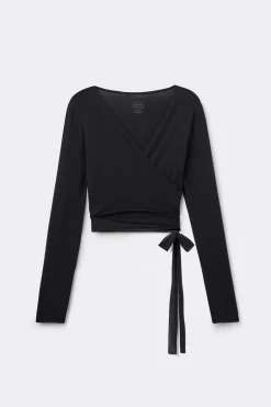 Long Sleeve Wrap Top in Modal Ultralight with Cashmere