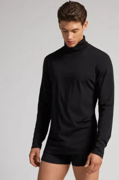 Long-sleeve High-Neck Merino-Wool Top