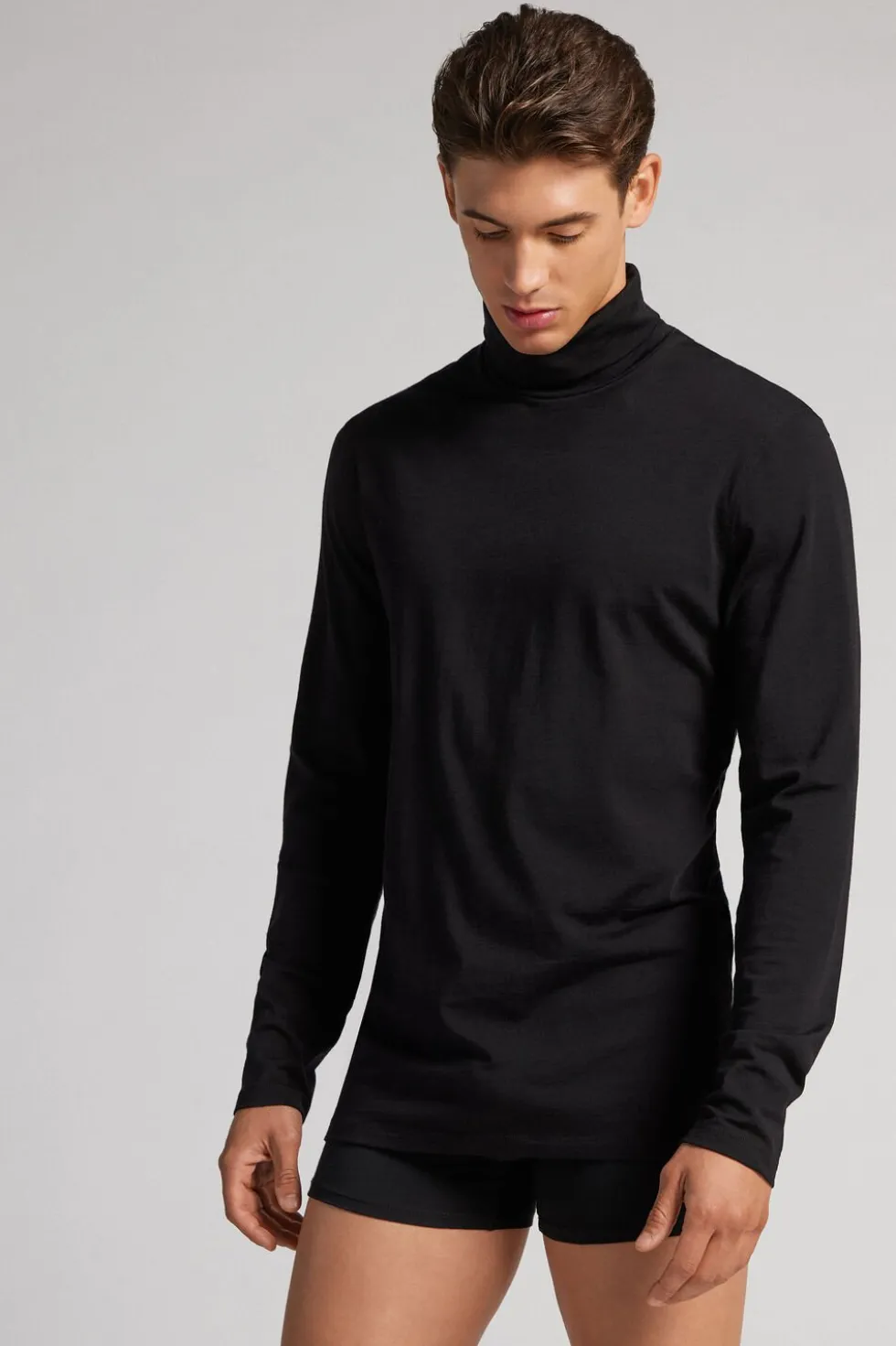 Long-sleeve High-Neck Merino-Wool Top