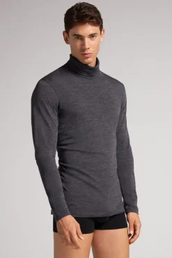 Long-sleeve High-Neck Merino-Wool Top