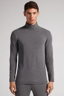 Long-sleeve High-Neck Modal-Cashmere Top