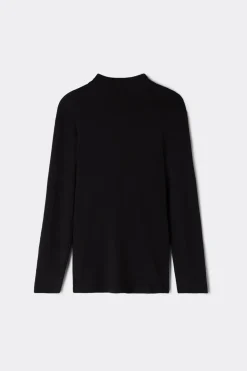 Long-sleeve High-Neck Modal-Cashmere Top