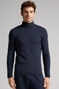 Long-sleeve High-Neck Modal-Cashmere Top