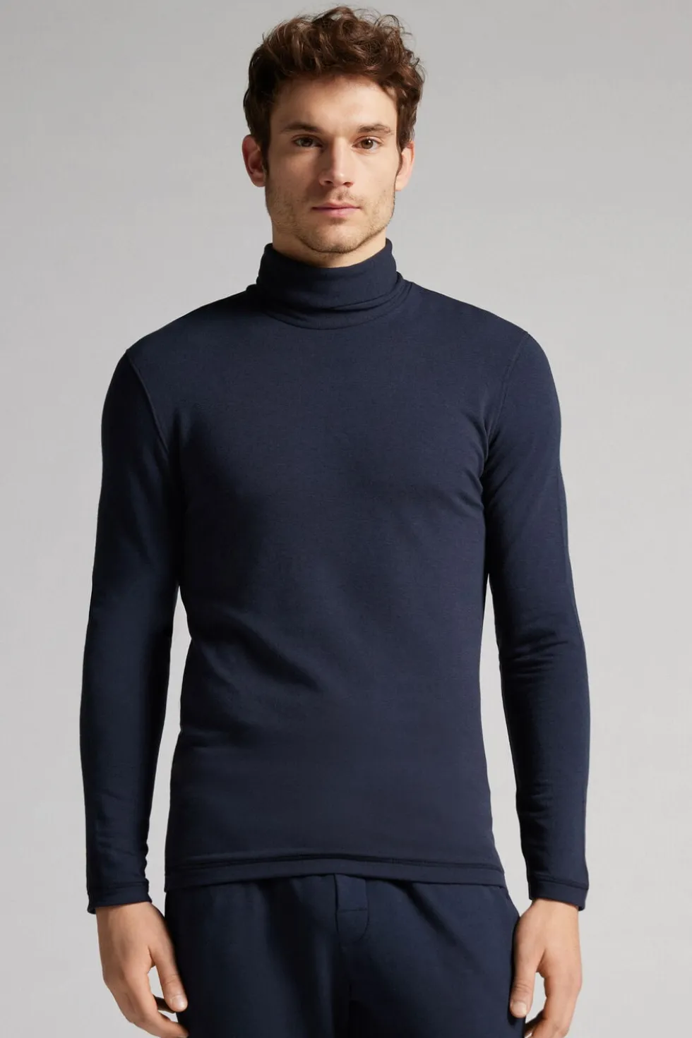 Long-sleeve High-Neck Modal-Cashmere Top