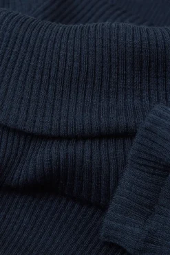 Long-sleeve High-Neck Tubular Top in Wool and Silk
