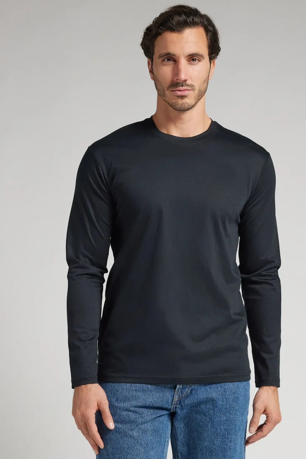 Long-Sleeved Mercerized Cotton Top filo Premium