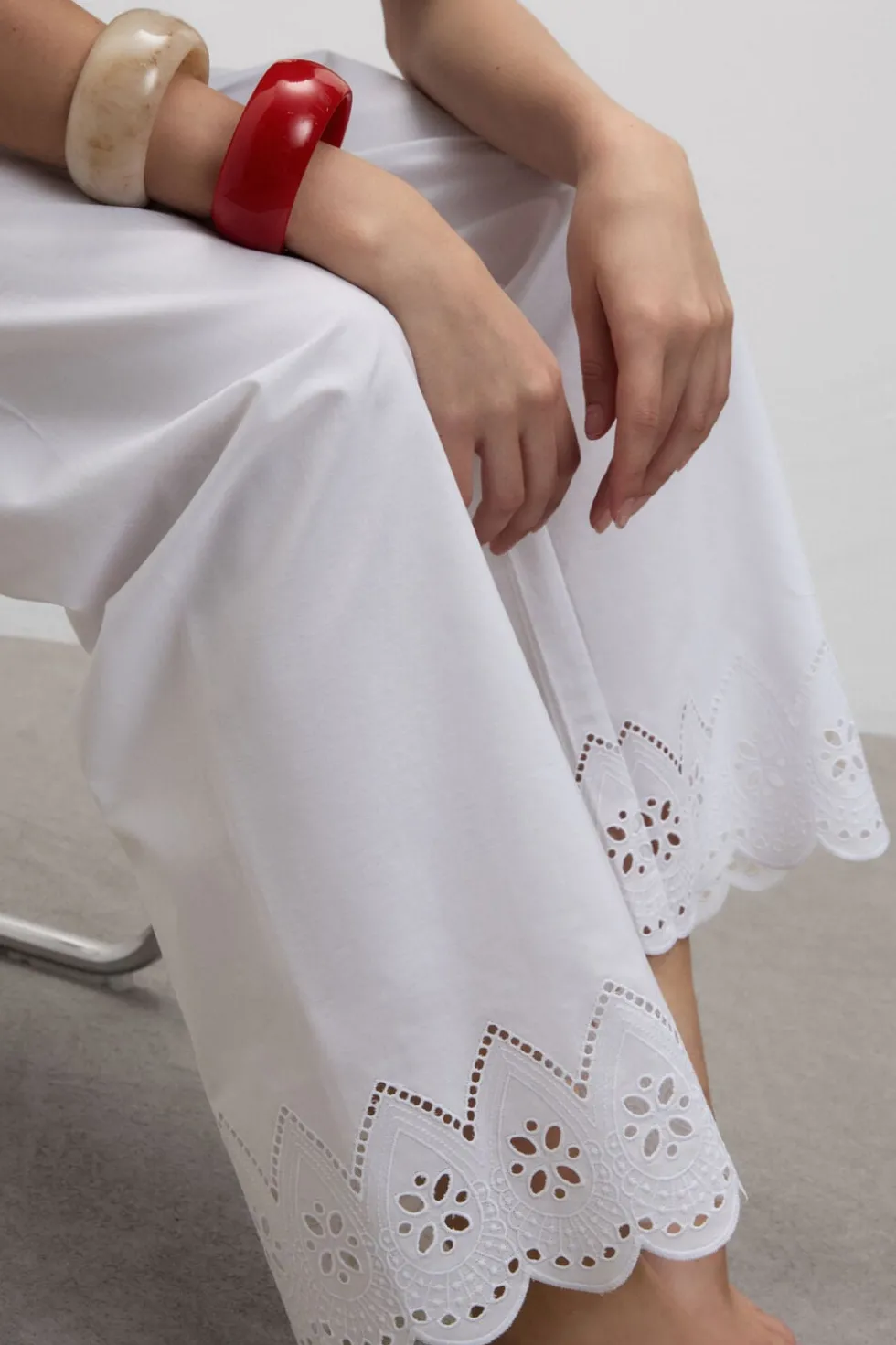 Made with Love Sangallo Cotton Full Length Pants