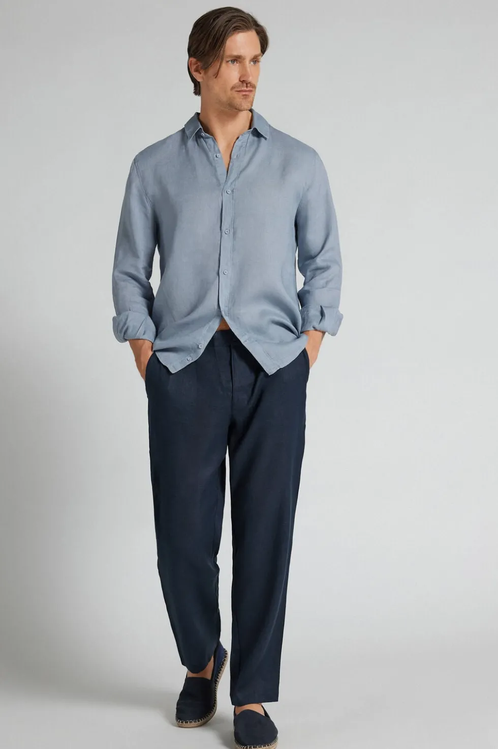 Men’s 100% Linen Full Length Pants