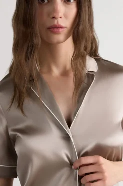 Menswear Cut Short Sleeve Silk Shirt