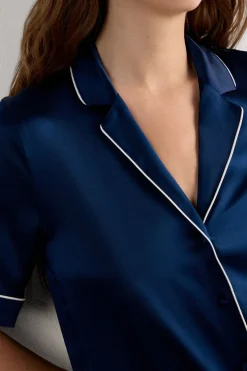 Menswear Cut Short Sleeve Silk Shirt