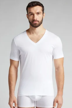Mercerized Cotton V-Neck T-Shirt filo Premium