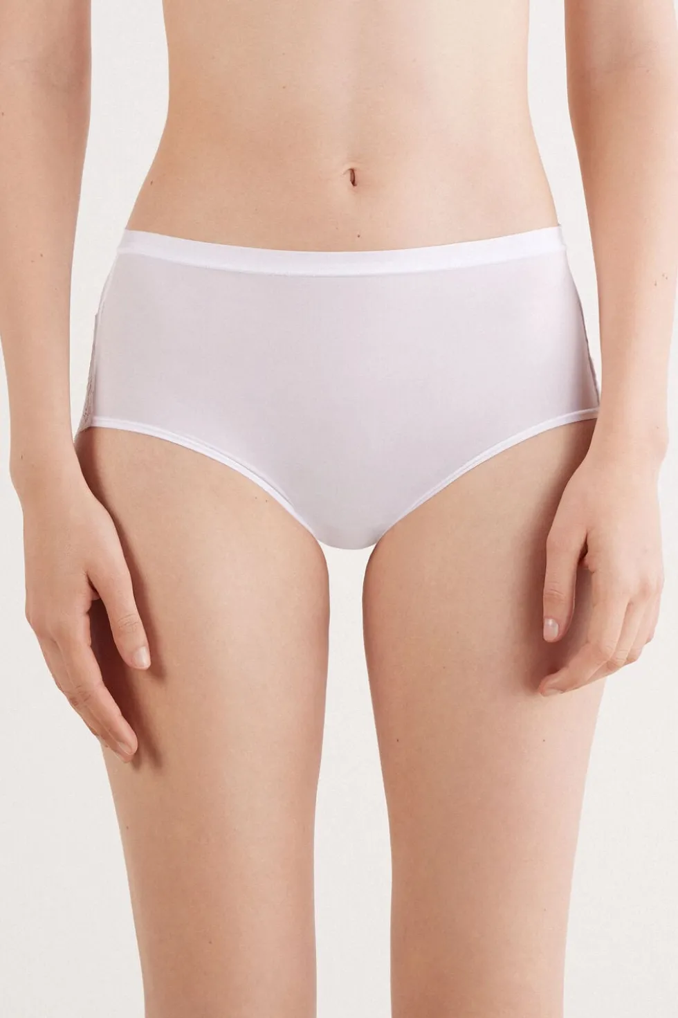 Microfiber and Lace High Rise Panties