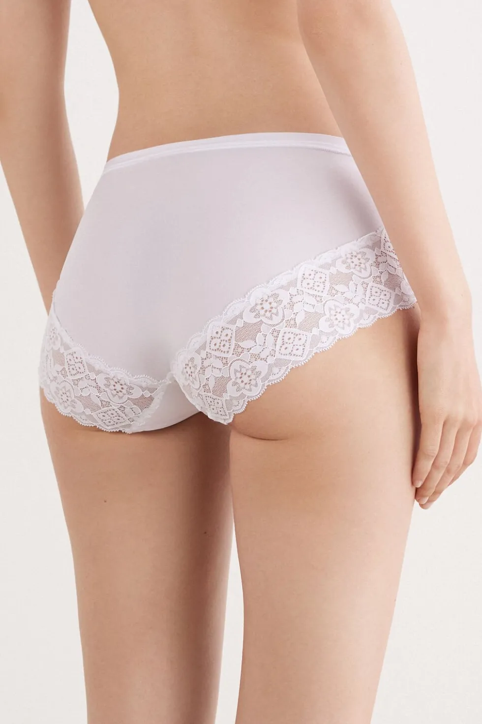 Microfiber and Lace High Rise Panties