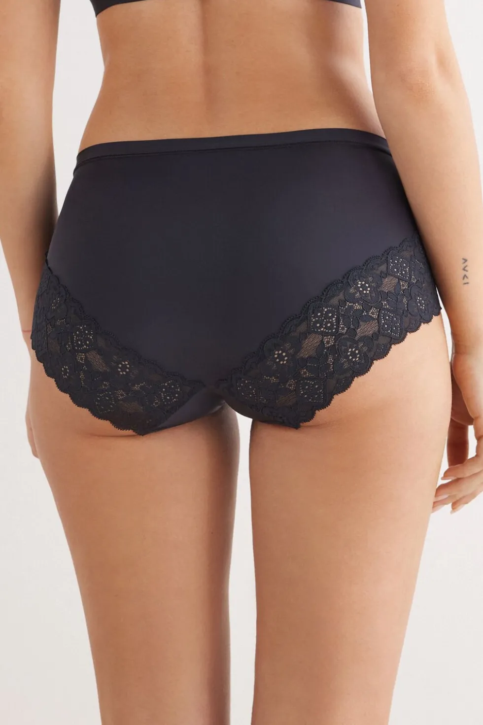 Microfiber and Lace High Rise Panties