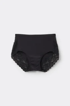 Microfiber and Lace High Rise Panties
