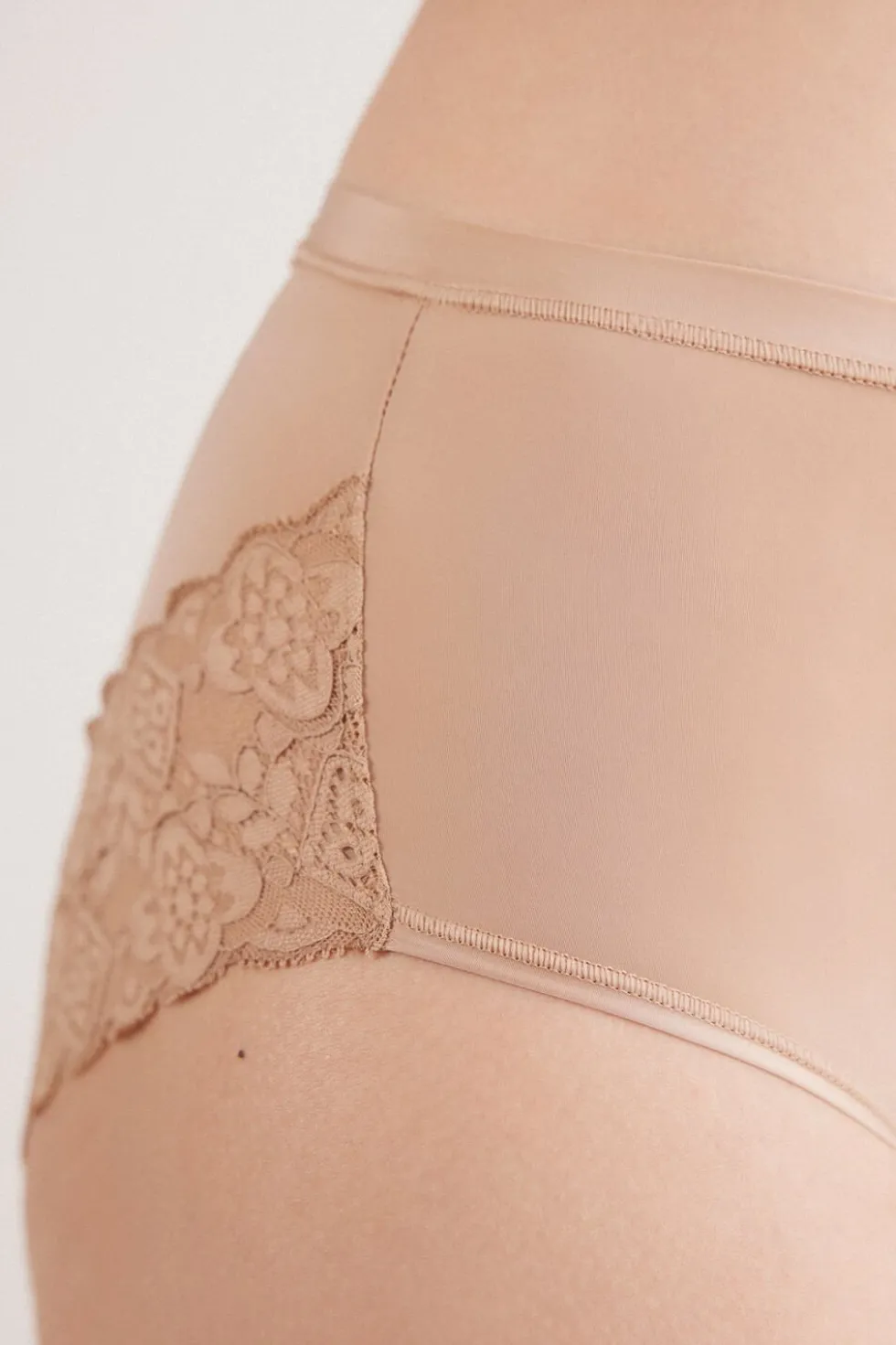 Microfiber and Lace High Rise Panties