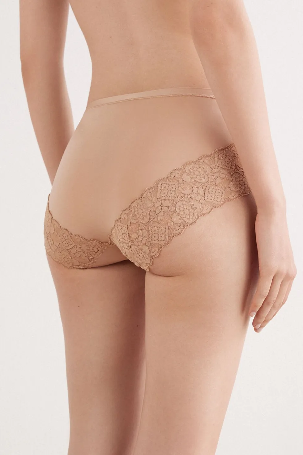 Microfiber and Lace High Rise Panties