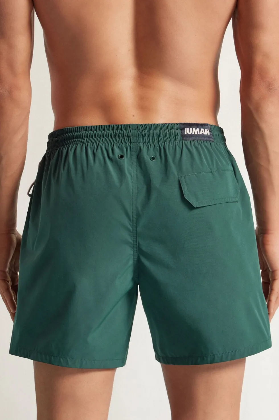 Mid-Length Solid Color Swim Trunks