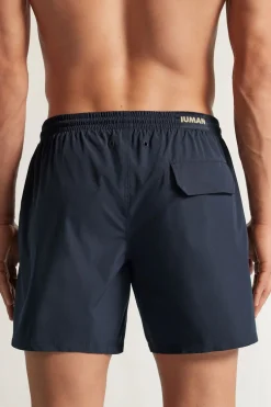 Mid-Length Solid Color Swim Trunks