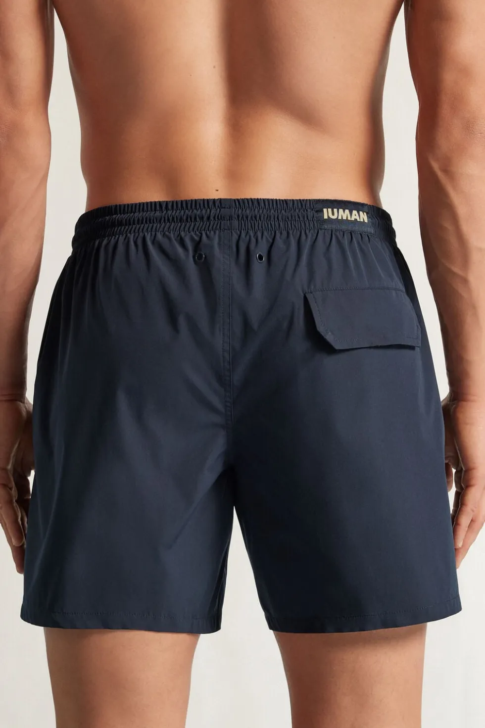 Mid-Length Solid Color Swim Trunks