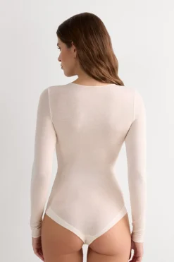 Modal and Cashmere Long-Sleeve Bodysuit