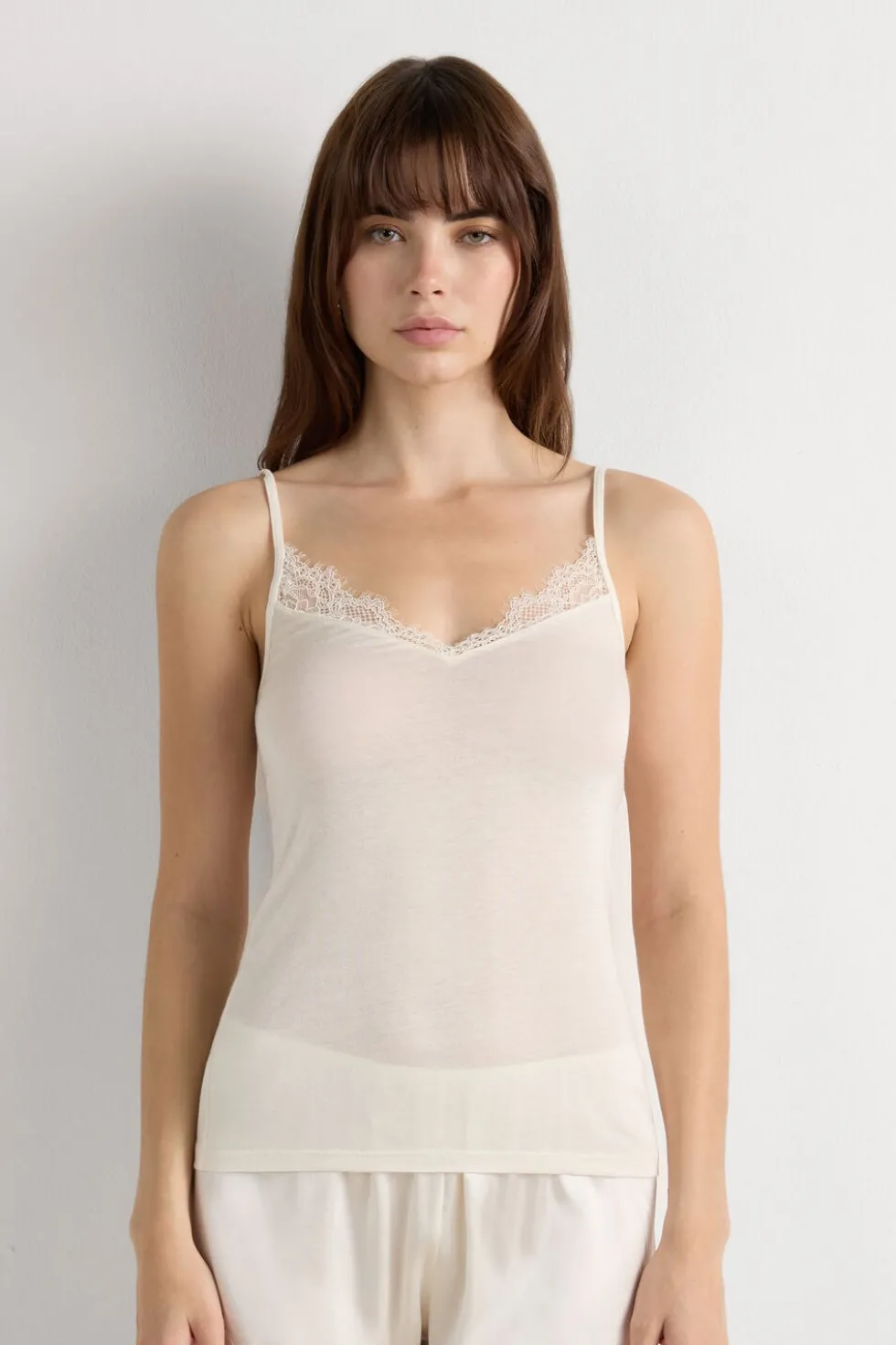 Modal Ultralight Cashmere Blend Top with Lace