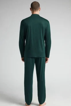 Open Front Full Length Pajamas in Cotton