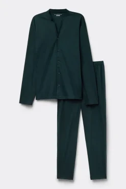 Open Front Full Length Pajamas in Cotton