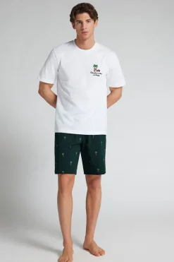 Palm Tree Print Short Cotton Pajamas