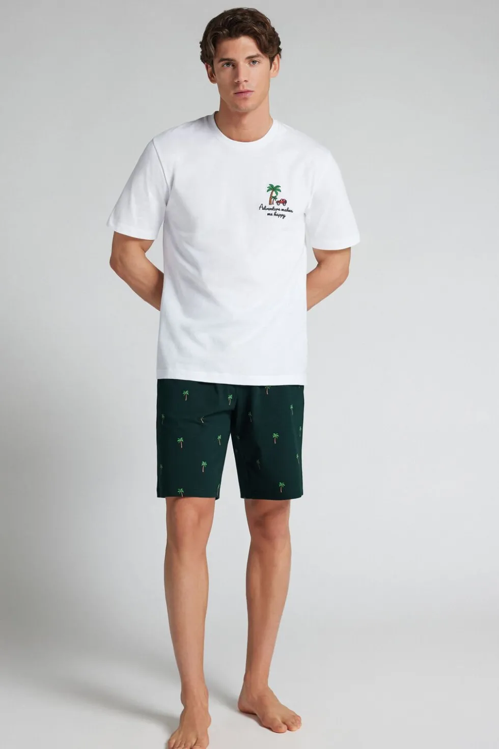 Palm Tree Print Short Cotton Pajamas