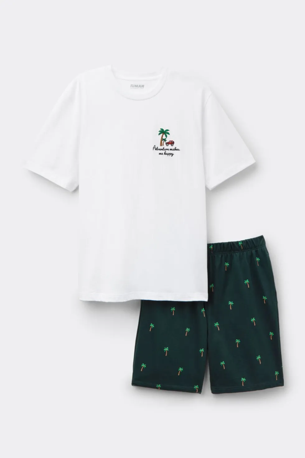 Palm Tree Print Short Cotton Pajamas
