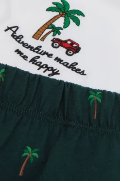 Palm Tree Print Short Cotton Pajamas