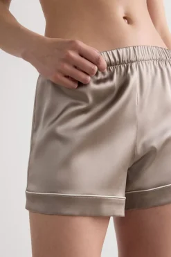 Piped Silk Shorts