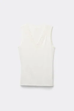 Pretty Flower Modal and Lace Tank Top