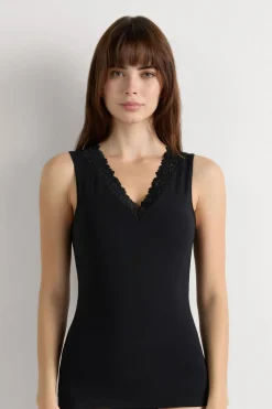 Pretty Flower Modal and Lace Tank Top