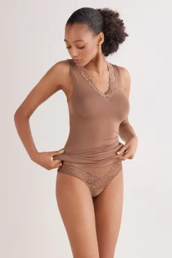 Pretty Flower Modal and Lace Tank Top