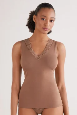 Pretty Flower Modal and Lace Tank Top