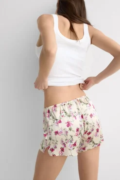 Pretty Flowers Print Silk Shorts