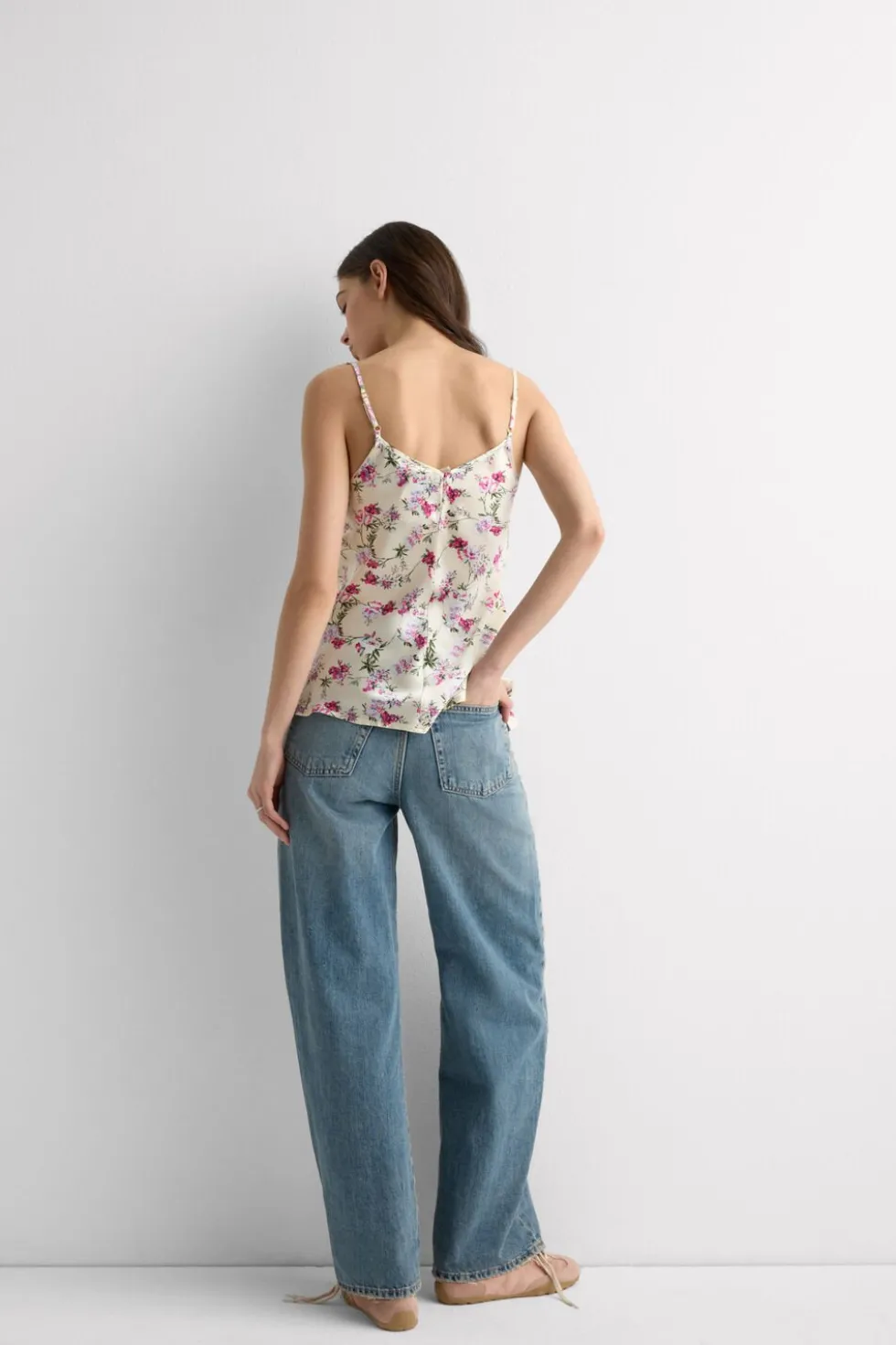 Pretty Flowers Print Silk Top