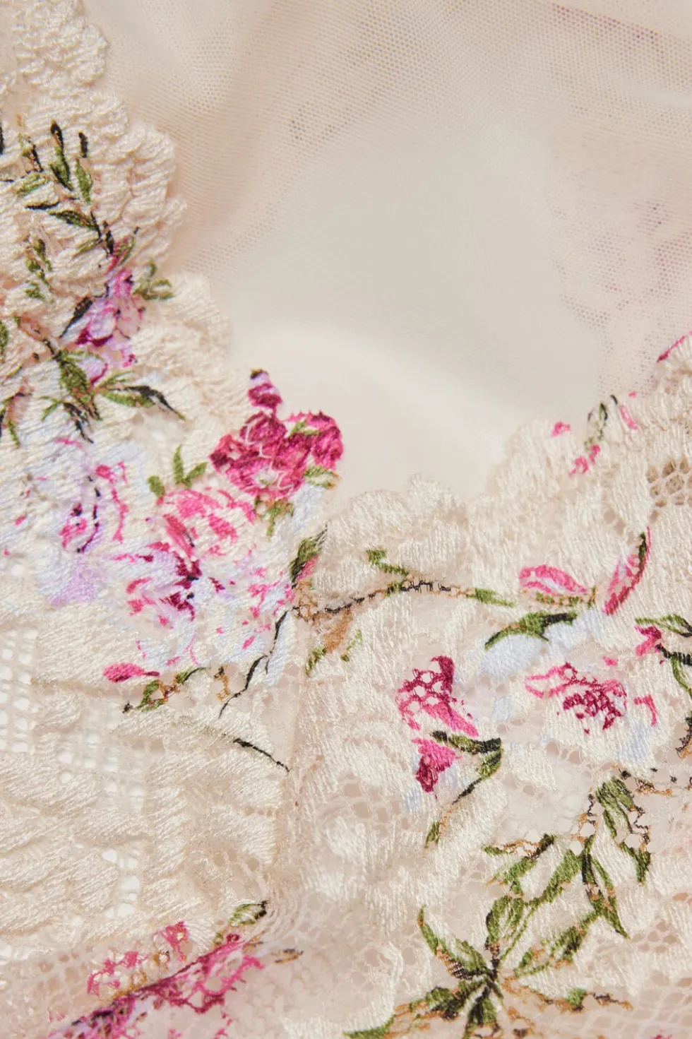 Pretty Flowers Print Tulle and Lace Bodysuit