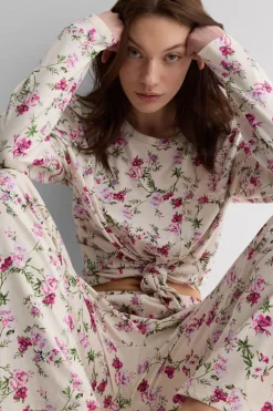 Pretty Flowers Printed Superior Cotton Full Length Pajamas