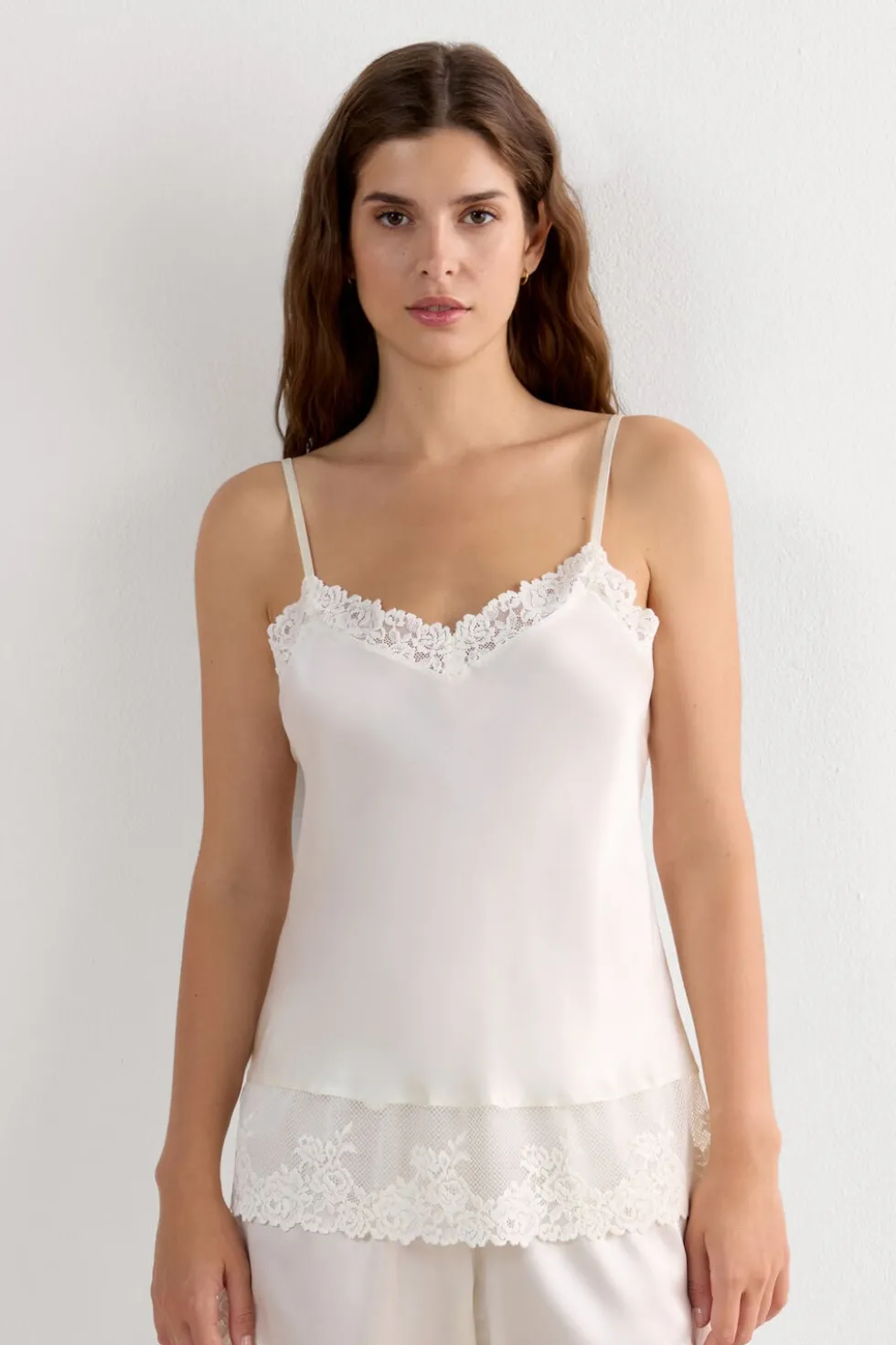 Pretty Flowers Thin Strap Silk Tank Top