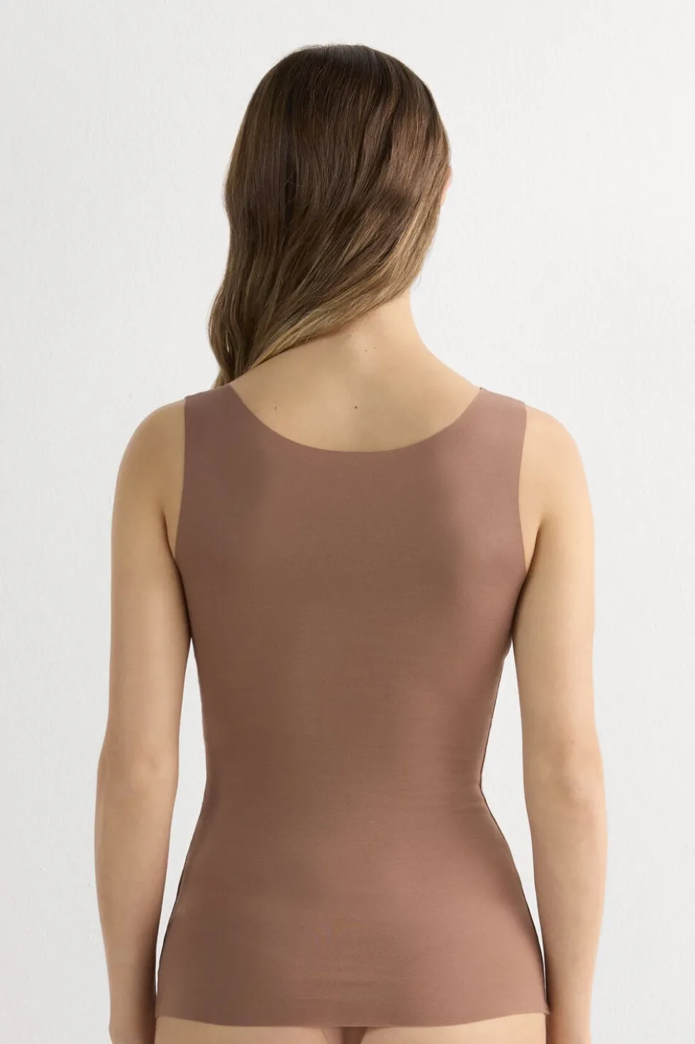 Raw Edge Round Neck Cotton Tank Top
